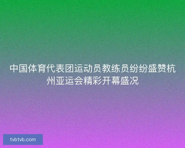 中国体育代表团运动员教练员纷纷盛赞杭州亚运会精彩开幕盛况 中国体育代表团运动员教练员纷纷盛赞杭州亚运会精彩开幕盛况